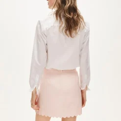 Fairfax scalloped mini skirt in Gramercy linen blend
