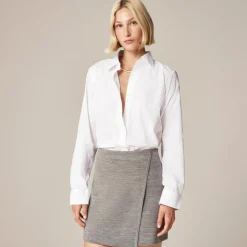 Faux-wrap mini skirt in merino wool blend