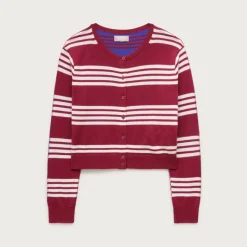 Featherweight cashmere cardigan in mixed stripe