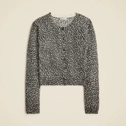 Featherweight cashmere cardigan in spot print