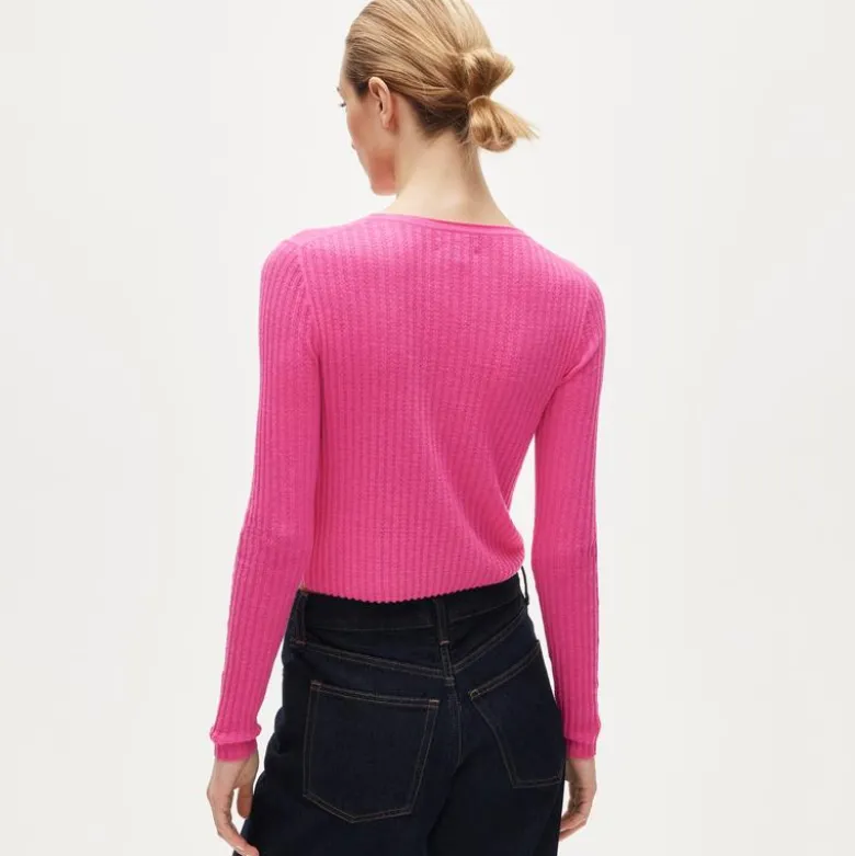 Featherweight cashmere pointelle cardigan