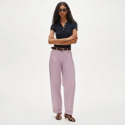 Featherweight cashmere pointelle short-sleeve sweater-polo
