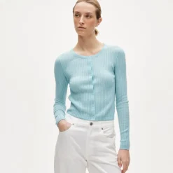 Featherweight cashmere pointelle cardigan