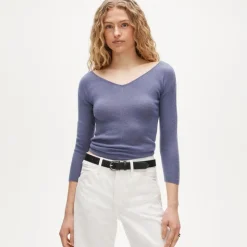 Featherweight cashmere wide V-neck sweater