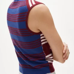 Featherweight cashmere-blend sweater shell in mixed stripe