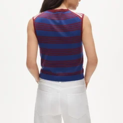Featherweight cashmere-blend sweater shell in mixed stripe