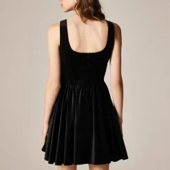 Fit-and-flare mini dress in velvet