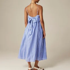 Floaty midi dress in striped cotton voile