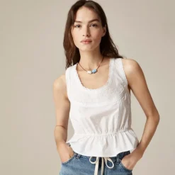 Flutter-hem tank in cotton poplin