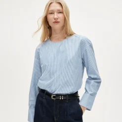 French cuff shirt in striped cotton poplin