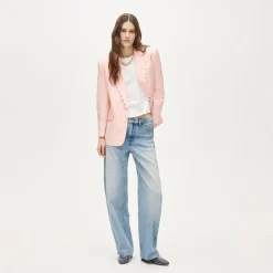Gamine scallop-trim blazer in Gramercy linen blend