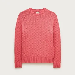 Garment-dyed cable-knit cotton sweater
