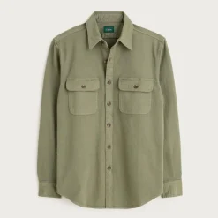 Garment-dyed twill overshirt