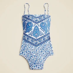 Gemma bandeau one-piece in bandana block print
