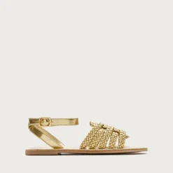 Girls' basketweave sandals in metallic