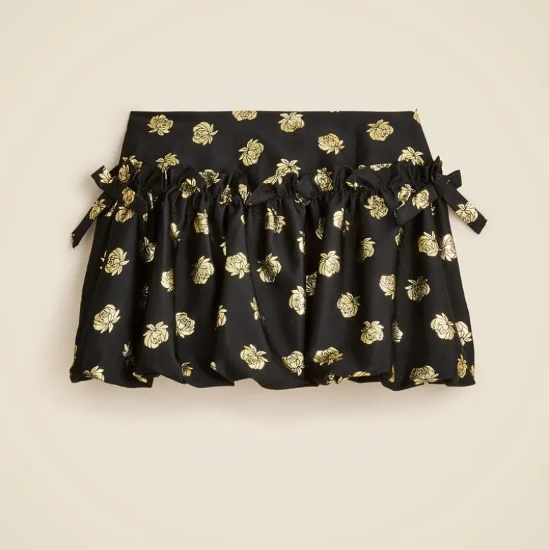 Girls' bubble skirt in metallic rosette jacquard