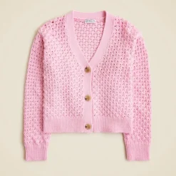 Girls' cotton crochet-stitch cardigan