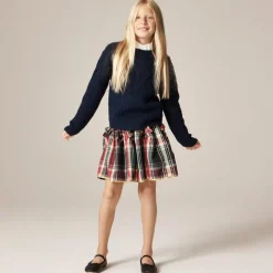 Girls' cotton poplin ruffle skirt in Stewart tartan