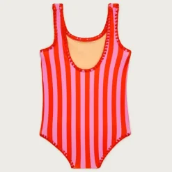 Girls' crochet-stitch one-piece swimsuit in prints