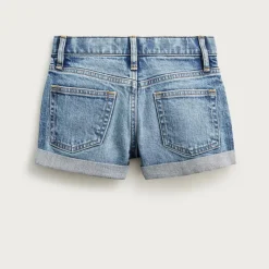 Girls' cuffed denim short in island wash