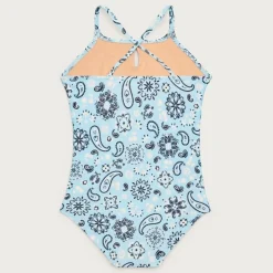 Girls' double-bow one-piece swimsuit