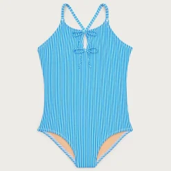 Girls' double-bow one-piece swimsuit