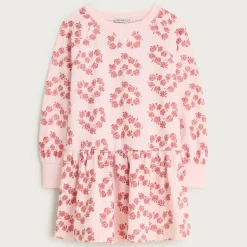 Girls' drop-waist sweatshirt-dress in terry