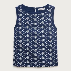 Girls' eyelet cross-back shell top