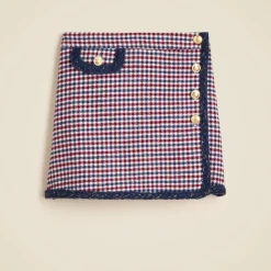 Girls' faux-wrap skirt in houndstooth