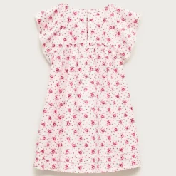 Girls' flutter-sleeve dress in rosette floral