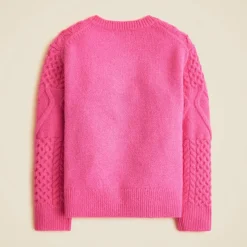 Girls' heart cable-knit sweater with Lurex® metallic threads