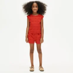 Girls' knit short in eyelet