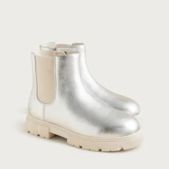 Girls' lug-sole boots in metallic
