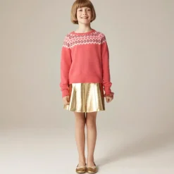 Girls' metallic Fair Isle sweater in Supersoft yarn