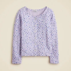 Girls' pointelle-knit cardigan top in floral