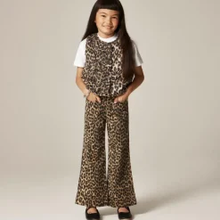 Girls' quilted vest in leopard print with PrimaLoft®