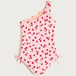 Girls' ruched one-shoulder one-piece swimsuit