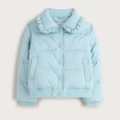 Girls' ruffle-collar puffer jacket with PrimaLoft®