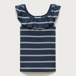 Girls' ruffle-shoulder tank top in vintage rib