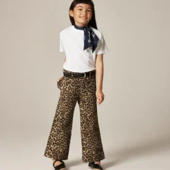 Girls' sailor denim trouser in leopard print