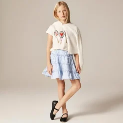 Girls' short-sleeve "love" graphic T-shirt with glitter