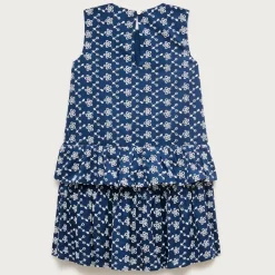 Girls' side-ruffle dress in eyelet