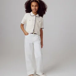 Girls' slim wide-leg jean in white