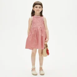Girls' smocked dress in cotton poplin gingham