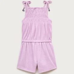 Girls' smocked romper in towel terry