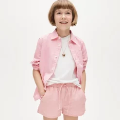 Girls' Soleil short in linen-cotton blend