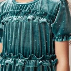 Girls' studded velvet dress