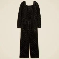 Girls' studded velvet jumpsuit