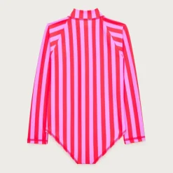 Girls' zip-up rash guard one-piece swimsuit
