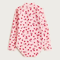 Girls' zip-up rash guard one-piece